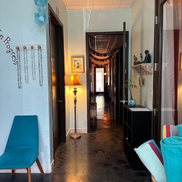 Calm hallway in yoga or wellness studio